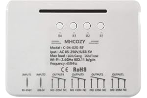 MHCOZY Ewelink WiFi-Relais, selbsthemmend/verriegelnd/momentan Relaisschaltermodul, arbeiten Sie mit Alexa Assistant(220V 4CH WIFI RF)