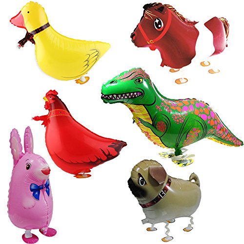 confronta il prezzo 6pcs Walking Animale Festa Di Compleanno Palloncini Decorazione Bambini Regalo - Coniglio, Dinosauro, Cavallo, Duck, Gallina, Bullo miglior prezzo
