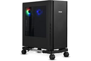CPU Ständer für PC Computer Gehäusehalter, AkoaDa Abnehmbare Verstellbare Computer Desktop Ständer Universal mit Bremse und 4 Rollen (Schwarz)
