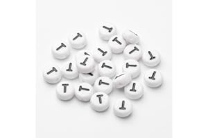 Handicraft Emporium Flat Round Alphabet Acrylic Beads | Approx 20g | T