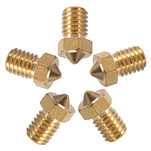 PChero 5pcs V6 0,4mm Messing Düse + 5pcs V6 27mm Edelstahl Düsenhals mit Teflon Tube für 3D Drucker V5&V6 1.75mm J-Kopf Hotend - 3