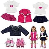 Lieferumfang:2 Sets Kleidung & 2 Schuhe Schlittschuhe für 46 cm Götz 18 Inch Doll Puppen American Girl Stehpuppen(Lieferung wie Abbildung)