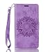 Produktbild Lonchee Sony Xperia X Wallet Tasche Brieftasche Schutzhülle ,Mandala Blumenmuster geprägt Muster Design Hochwertige PU Leder Folio Tasche Case Hülle im Bookstyle mit Standfunktion Kredit Kartenfächer (lila)