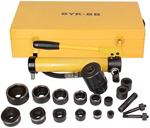 Yescom 10 Ton Hydraulic Knockout Punch Hole Driver Kit Complete Tool Set with 6 Dies by Yescom