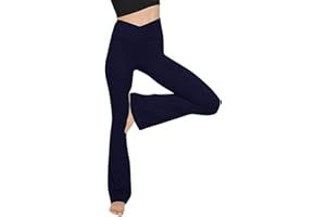 Glacspyg Bootcut Yoga Pants for Women V High Waist Flare Pants with Pockets Sweatpants Sport Trousers Fitness Gym Workout Yoga Casual