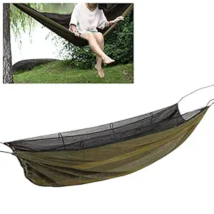 Outdoor Hammock, High Load?Bearing Load?Bearing Upgrade Large Space Portable Hiking Hammock Easy to Carry for Outdoor for Camping(Dark Green)