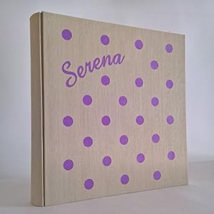 FOTO ALBUM MADE INITALY IN STOFF TUPFEN mit geschnitztem Name auch in FARBE INDIVIDUELLE