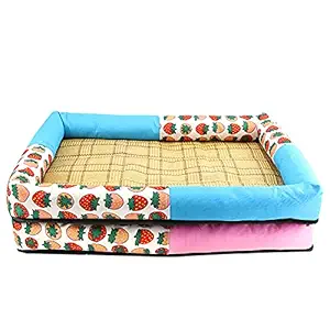 Zhangxi Pet Summer Cool Mat Straw Bamboo Sleeping Bed Comfortable Cushion for Medium Size Pet Dog Cat