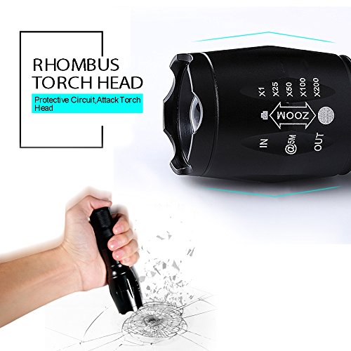 Jagd Taschenlampe ROTLICHT+WEIßLICHT 1000lm Wasserdicht Einstellbarem Fokus mit 1 X ULBRE 3,7V 2300mAh 18650 Akku für Jagd, Wandern, Camping, Höhlenforschung, Nachtfischen - 3