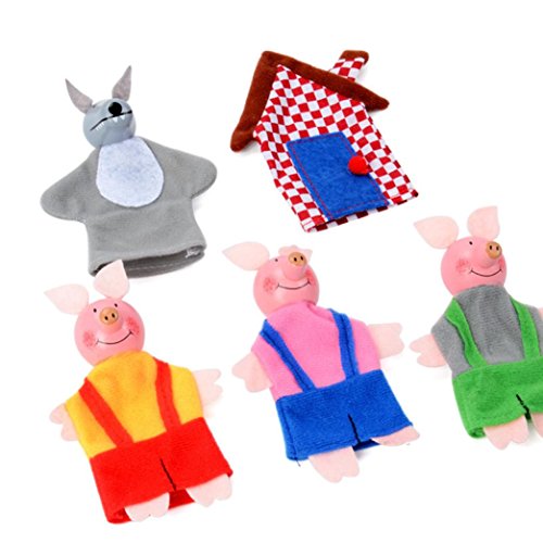 Preisvergleich Produktbild vovo SpielzeugVovotrade 5PCS Drei Kleine Schweine und Wolf Fingerpuppen Handpuppen Weihnachtsgeschenke für Kinder Kinder Spielen Lernen Story Toy (Mehrfarbig)