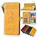 Produktbild Samsung Galaxy S5 Leder Hülle,Handy Hülle Tasche Samsung Galaxy S5 Neo,Ledertasche für Samsung Galaxy S5,Leweiany Handytasche Samsung Galaxy S5 Schutzhülle aus Echt-Leder Retro Blumen Prägung Hülle im Ständer Bookstyle Wallet Tasche Flip Brieftasche Etui Schale mit Kartenfach, Magnet und Praktischer Standfunktion Luxus Tasche für Samsung Galaxy S5/S5 Neo - Premium Hülle in Gold