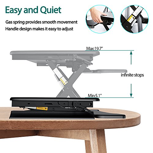 Standing Desk Converter, Ansteker 35'' (88cm) Height Adjustable Stand Up Desk Riser with Keyboard Tray and Drawer , Ergonomic Sit Stand Workstation