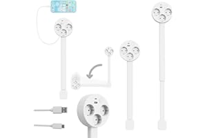 LHLHY Extendable Rotating Outlet, White Plastic Power Socket Expander, Extendable Outlet for Hard to Reach Places, USB-C, USB-A,2 AC Outlets,(1 Pc)