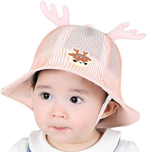 Elecenty Kids Children Caps, Toddler Boys&amp;Girls Summer Fisherman Hat Sunhat Deerhorn Cartoon Sun Basin Cap (Pink)