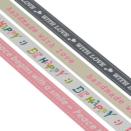 Simplydeko Washi Tape Sets SUPER AUSWAHL – 4 Rollen Masking Tape in vielen Varianten, Bastel-Klebeband | Washi-Tape und Maskingtape (Sprüche (15mm breit – 40 Meter)) - 2