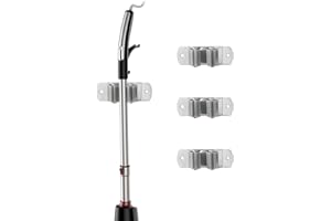 TUOHBOVA Colgador de Escobas y Fregonas de Acero Inoxidable, Organizador Adhesivos Soporte para Fregonas y Cepillas con 1 Posiciones para Cocina, Baño, Garaje, 4 Pcs, Gris