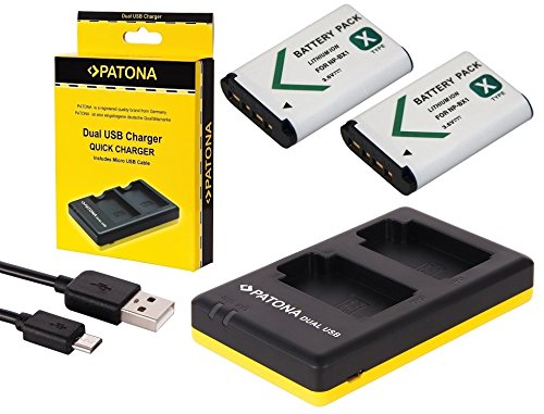 3in1-SET für die Sony HX60 / HX60v / HX90 / HX90v / HX400v / WX500 Digitalkamera --- 2 Akkus (1000mAh) + Dual Ladegerät (laden Sie 2 Akkus via USB-Anschluss auf einmal) inkl. PATONA Displaypad 3in1-SET für die Sony HX60 / HX60v / HX90 / HX90v / HX400v / WX500 Digitalkamera --- 2 Akkus (1000mAh) + Dual Ladegerät (laden Sie 2 Akkus via USB-Anschluss auf einmal) inkl. PATONA Displaypad