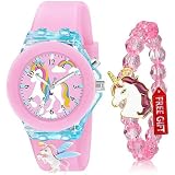 3 Pieces Kids Unicorn Watch Rabbit Watch Unicorn Bracelet Waterproof Toddler Analog Watch Light Watch Unicorn Christmas Valentine Day Gift for 3-10 Year Girls: 