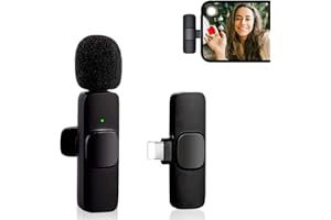 Arubaitai Lavalier Mikrofon Wireless für iPhone iPad,kabelloses Plug-Play Mikrofon für Aufnahme,Live Streaming,YouTube,TikTok,Rauschunterdrückung,automatische Synchronisierung,schwarz