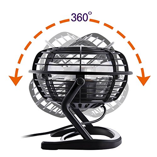 E-PRANCE USB Ventilator Mini Tischventilator leise, 360° Drehbar, optimal für Schreibtisch WEEE Zertifizierung (Schwarz 2) - 3