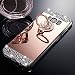 Produktbild LCHULLE Für Samsung Galaxy A3 (2016) Silikonhülle Luxus Kristall Strass-Abdeckung Weich Bling Funkeln Diamant Spiegel Makeup Case mit Glänzend Ringhalte SchützendGummi Shell Hülle Cover-Rose Gold