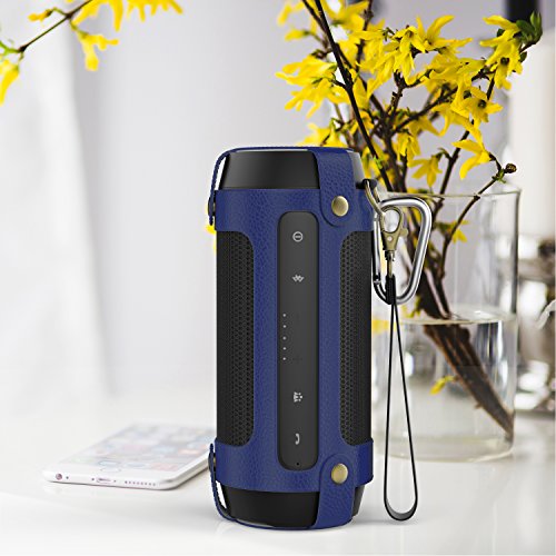 MoKo JBL Charge 2+ Lautsprecher Hülle Abdeckung, Premium PU Leder Schutzhülle Tasche Case mit Handschlaufe und Karabiner für JBL Charge 2+ Bluetooth Wireless Speaker, Marineblau - 8