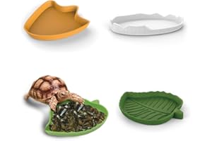JEYORZY 3 Stück Blatt Reptilien Futter Wasser Schüssel, Reptilien Schildkröte Futternapf, Flach Trinkschale Wasserschale, Fußabdruck Reptilien Wasserschale, Futterschale für Reptilien, Schildkröte
