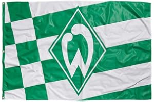 Flaggenfritze Hissflagge Werder Bremen Raute - 120 x 180 cm grün-weiße Werder Fahne mit Karos und Streifen + gratis Aufkleber