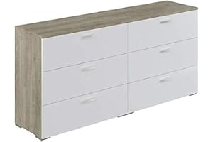 ‎MOVIAN Amazon Marke - Movian Kolva zeitgemäße Kommode mit 6 Schubladen, 40 x 160 x 76,5, Eiche Optik