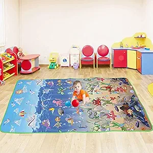 VHD Double Sided Waterproof Baby Mat Baby Crawl Play Playing Mat Kids Carpet Baby Gym Baby Play & Crawl Mat with Zip Bag to Carry (Size - 6 X 4 Ft) Playmat for Babies, Multi-3
