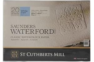 St Cuthberts Mill Saunders Waterford Aquarellpapier T46330001011C: 300 g/m², Feinkorn, Aquarellblock 31 x 23 cm, rundumgeleimt, 20 Blatt, Naturweiß