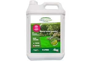 VINDI JARDIN - CROQ'MOUSSE des gazons – Engrais liquide organo-minéral 3 en 1 – Pelouse « sans mousse/+verte/+dense » - bidon 5L – Traitement pour 500m2 – Fabrication Française.