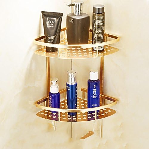 Free punching towel rack space aluminum European toilet Antique folding shelf toilet brush suit,Classic double decker triangle basket