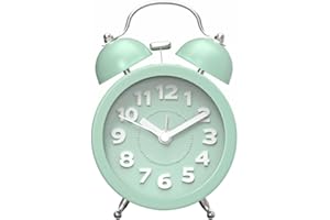 PILIFE Wecker Analog, Laut für Tiefschläfer, Wecker Ohne Ticken, Wecker Kinder Jungen, Reisewecker Klein, Wecker Batteriebetrieben, Retro Wecker mit Licht (grün)