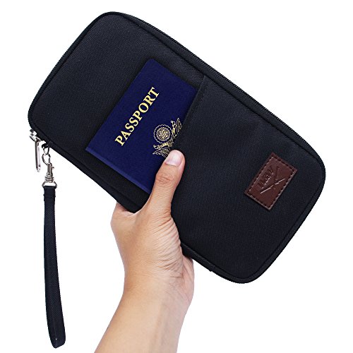 RFID que bloquea la cartera de pasaportes y el organizador de documentos de viaje: mecha y cable
