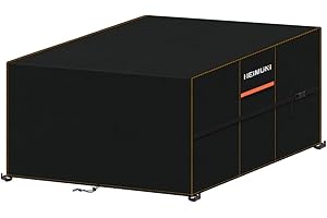 HEIMUNI Pokrowce na Meble Ogrodowe, Wodoodporne, Pokrowce na Meble Rattanowe, Pokrowiec na Stół na Zewnątrz, Prostokątny Pokrowiec na Stół Zewnętrzny, Pokrowiec na Meble Tarasowe, 130x120x85cm