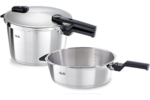 Fissler Vitaquick Premium/zestaw szybkowarów, 2-częściowy Ø 26 cm (1 szybkowar 8 l, 1 patelnia do szybkiego smażenia 4 l) – indukcja