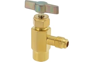 YINETTECH R600a Refrigerant Valve Bottle Opener Brass 7/16" Female Thread to 1/4" SAE Male Thread Self-Sealing Can Tap Adapter for Air Conditioning Refrigerant