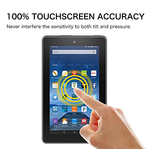 Fintie Folie Panzerglas für Amazon Fire 7 Zoll (2015 Modell) – [9H Härtegrad] Premium HD klar [stark kratzfest] Hartglas Panzerglas Displayschutzfolie Glasfolie Tempered Glass Screen Protector - 9