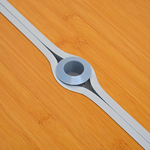 Campingtischset aus Bambus-Holz und Aluminium | Höhenverstellbarer Klapptisch und 4 Falt-Hocker | praktisches Kofferformat - 8