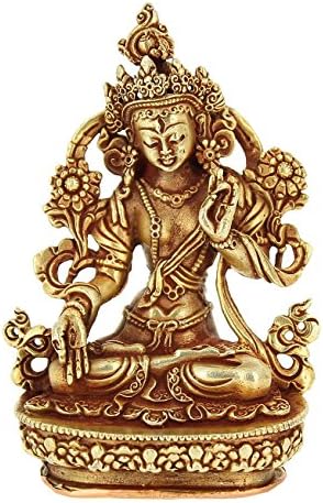 Statue Tibetan White Tara Spiritual Copper Gold Plated