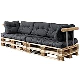 2x Sitzauflage und 5x Rückenkissen für Euro-Paletten-Sofa [dunkelgrau] - DIY Möbelzubehör für Garten vieles mehr