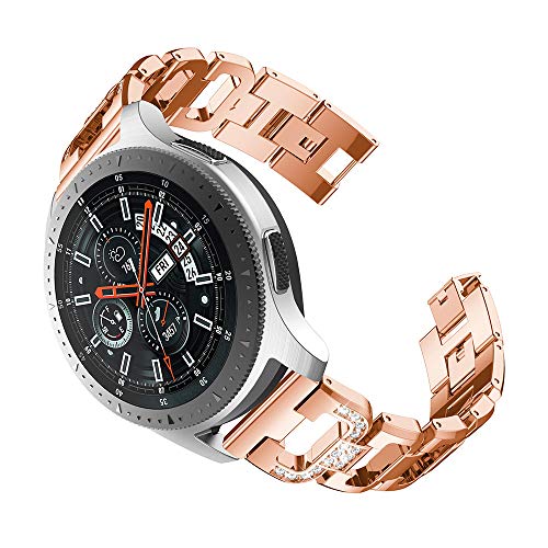 Preisvergleich Produktbild Bescita Edelstahl Armband / Metalluhr Luxuriöse Mode Ersatz Uhrenarmband Metall Strap Stahlgürtel Uhr Erstatzband Wrist Band für Samsung-Galaxie-Uhr (46mm) (Roségold)