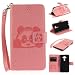 Produktbild Lonchee ASUS Zenfone 3 ZE520KL Wallet Tasche Brieftasche Schutzhülle , Panda geprägtes Muster Design Hochwertige PU Leder Folio Tasche Case Hülle im Bookstyle mit Standfunktion Kredit Kartenfächer (Rosa)