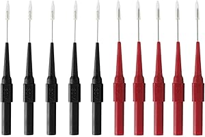 SZAERFA 10 puntas de prueba de aguja de sondas de multímetro rojo/negro de 4 mm, aguja de perforación de aislamiento de enchufe banana, sondas de prueba de pin no destructivas para probador etmultímetro