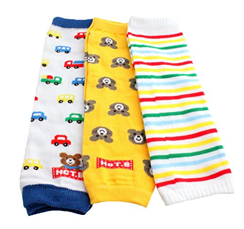 Baby Toddler Boy Leg Warmers Pack of 3 - CARS BEARS COLOURFUL STRIPES