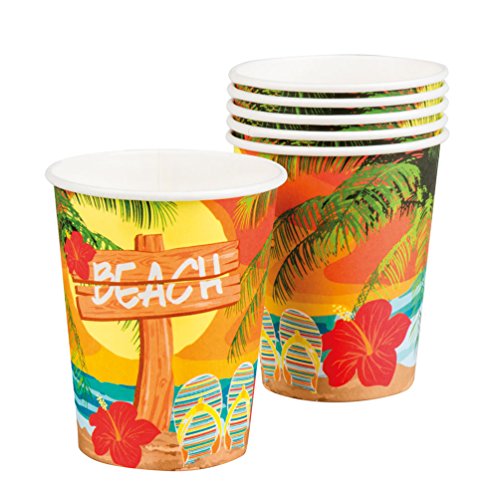 Party Set XL Hawaii Beach Ara 30 Teile : Teller, Becher, Servietten, Cocktail-Schirmchen - 3
