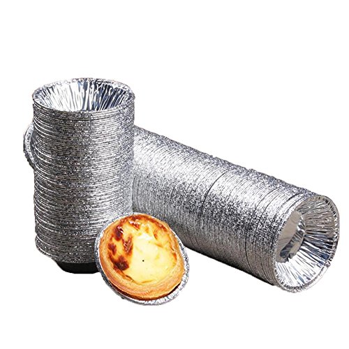 SelfTek 250 PCS Egg Tart Cup Aluminum Alloy Pudding Cake Cookie Mold