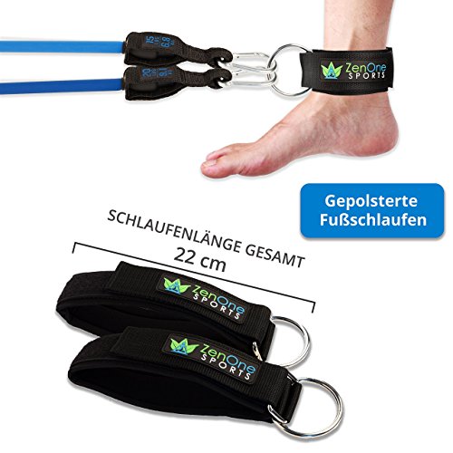 ZenBands – Resistance Band Widerstandsband Set mit GRATIS E-BOOK | Expander Tubes, Griffe, Fußschlaufen, Türanker, Tasche & Einstiegsguide | Gymnastikband Fitness Set - 3