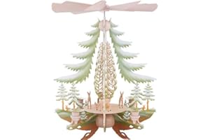 ‎KUNSTGEWERBE TAULIN Kunstgewerbe Taulin Weihnachtspyramide 1-stöckige Pyramide mit geschnitzten Rehen, farbig - 35cm - Original Erzgebirge